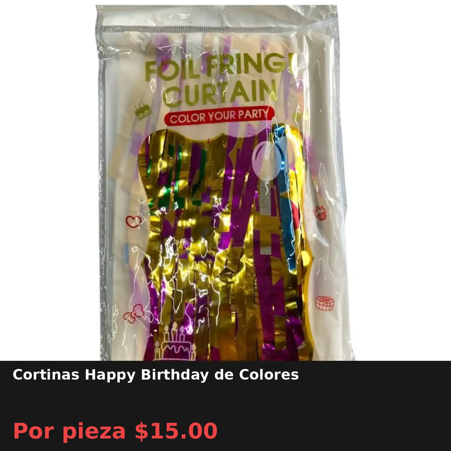 Cortinas Happy Birthday de Colores