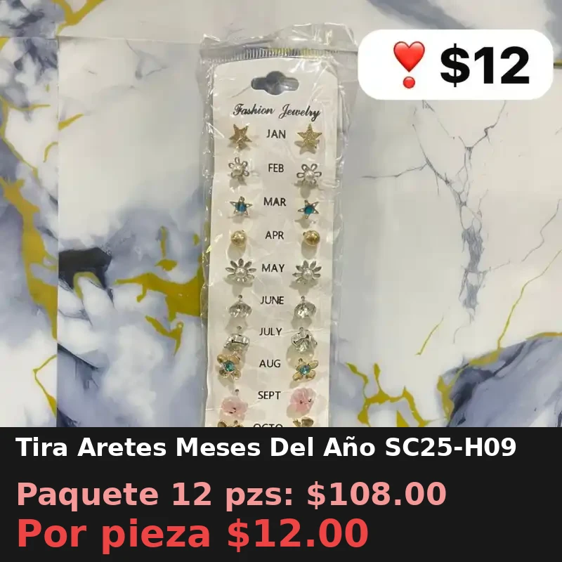 Tira Aretes Meses Del Año SC25-H09