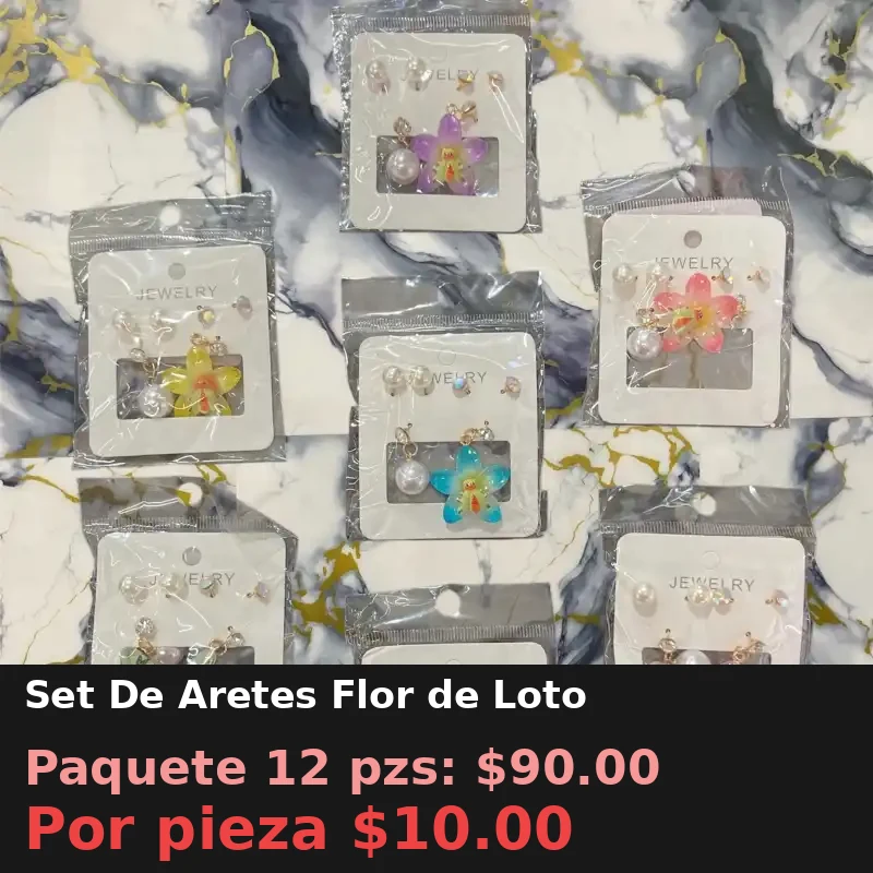 Set De Aretes Flor de Loto