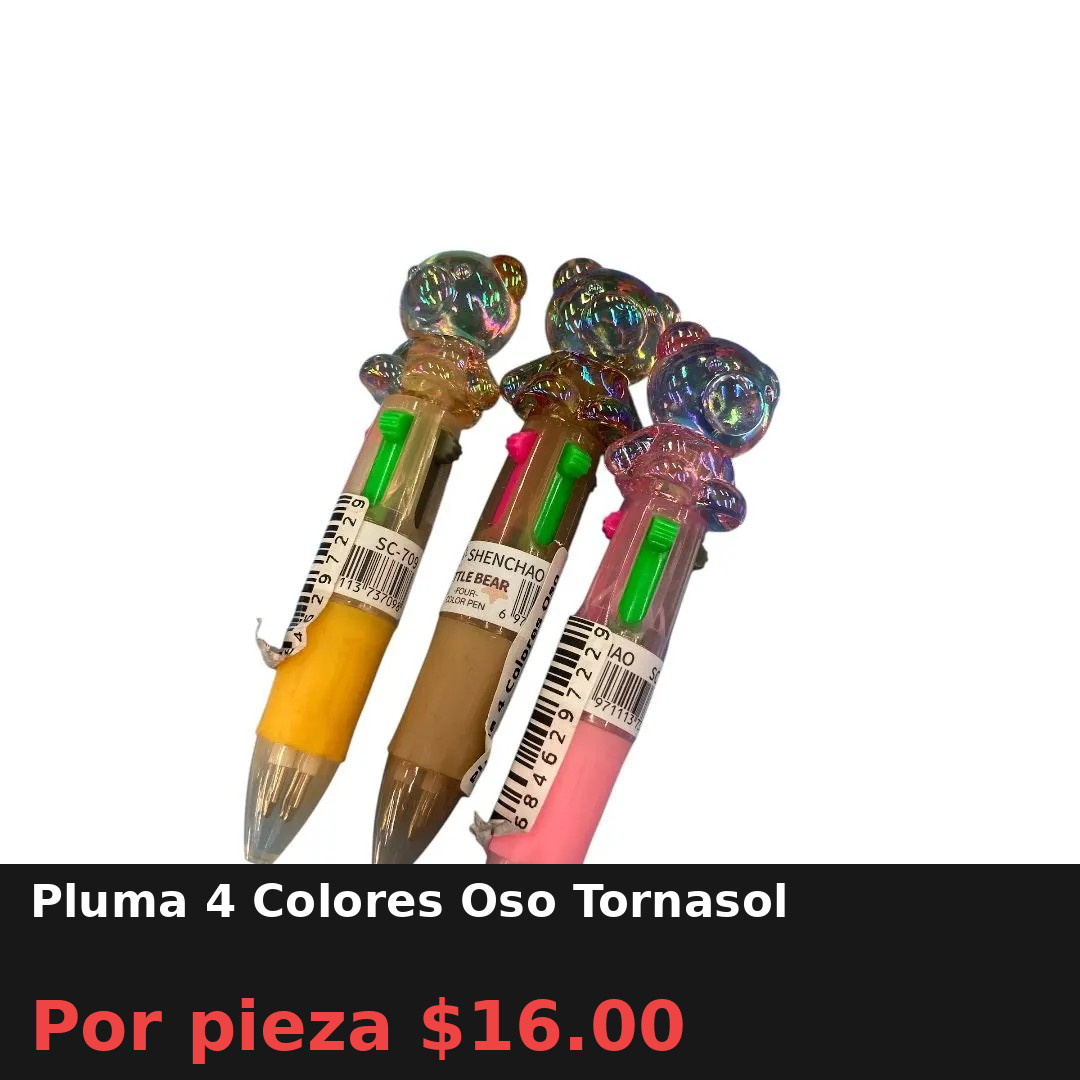 Pluma 4 Colores Oso Tornasol