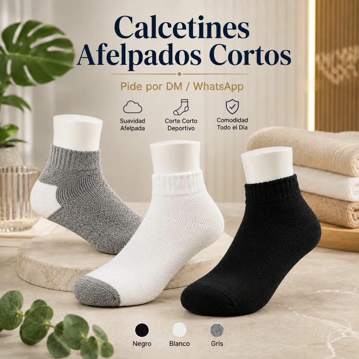 Pack Calcetines Cortos Afelpados De Hombre - 12 pares