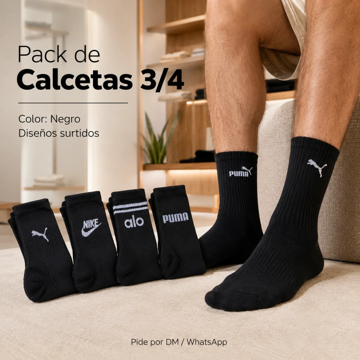 Pack Calcetin 3/4 Caballero