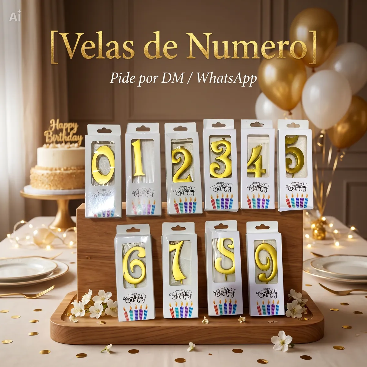 Vela Numeros Dorados